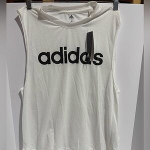Adidas Women's White/Black Muscle Tee Tank Top New With Tags Size Large
